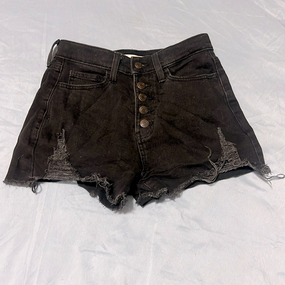 Black Ripped Jean Shorts